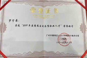 华体会买球(中国)集团罗宁弟董事长荣获“2019年度番禺区成长型企业人才”